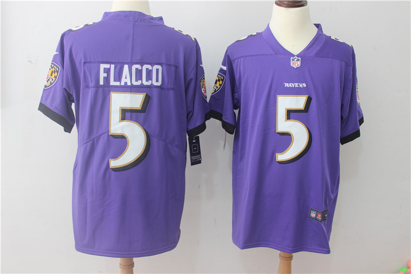 Men's Baltimore Ravens Joe Flacco #5 Purple Jersey